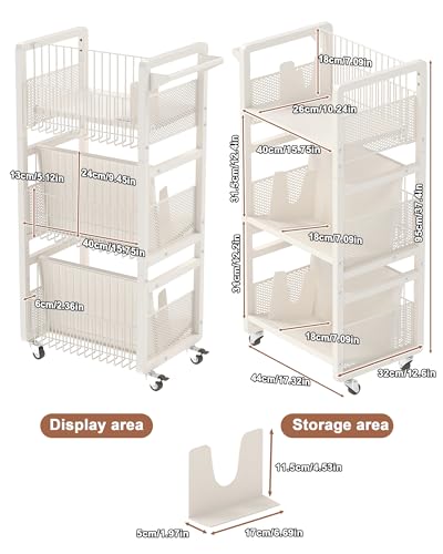 image for UMDONX Book Cart Heavy Duty Double-Sided with Silent Wheels & 3 Magnet
