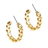 Allison Rose Atelier – Chain Hoop Earrings for Women - Link Hoop Earrings -16K Gold Plated Hoops - Chunky Simple Hoop Earring Set – 24mm