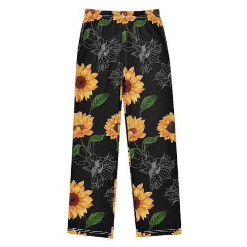 ALAZA Sunflower Leaf Blossom Pajama Pants Long Sleep Pant Pajama Bottoms Elastic Waist with Pockets