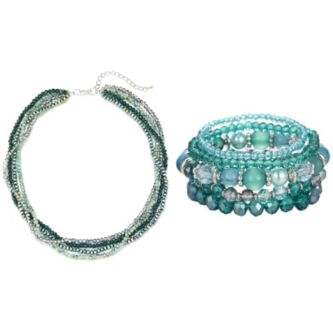 Noessla Crystal Beaded Costume Jewelry Set(Green-2) Cover