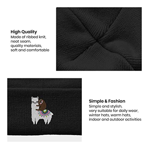 Image of Embroidery Goth Beanie Knit Hats for Men & Women, Embroidery Winter Hats Skull Cap