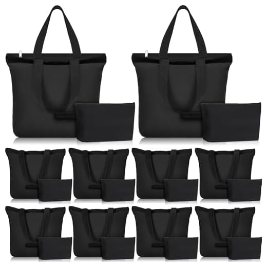20 Pcs Canvas Tote and Makeup Bags Set