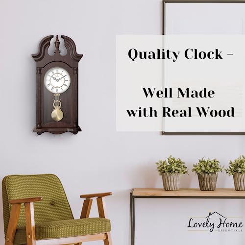 Pendulum Wall Clock Battery Operated - Wooden Hanging Grandfather Wall Clock with Pendulum, 23.5x9 inch - Quiet, Non-Chiming, with Real Wood for Living Room Decor, Office & Home Décor Gift - Image 6