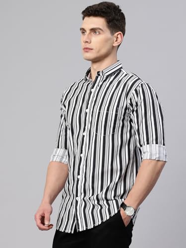 Image of Majestic Man Men's Standard Slim Fit Striped Pure Cotton Casual Shirt