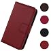 Produktbild Lankashi Flip Premium Echt Leder Tasche Hülle Für Doro 8035 Lederhülle TPU Silikon Handyhülle Schutzhülle Klapphülle Handytasche Handy Schale Etui Brieftasche Wallet Cover Case (Dark Rot)