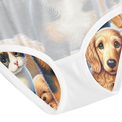 Toddler Girl Panties, Cute Dogs and Cats Cotton Girls Underwear, 2T–8 Years4