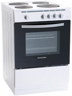 Montpellier MSE60W 60cm Single Cavity Electric Solid Plate Cooker in White