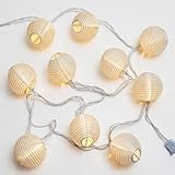 SUNSGNE 8.5Ft Cute White Lantern String Lights, 10 Mini LED Oriental Style White Lanterns Plug in Home & Garden Decorative Lights for Indoor Outdoor Patio Party Wedding Bedroom Bistro Bar