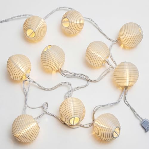 SUNSGNE 8.5Ft Cute White Lantern String Lights, 10 Mini LED