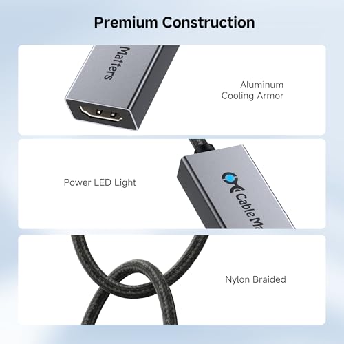 Cable Matters Jednokierunkowy adapter USB C na HDMI 2.1 48 Gb/s do macOS, obsługuje 8K przy 60 Hz / 4K przy 240 Hz HDR, adapter Thunderbolt 5 na HDMI, nie wymaga aktualizacji oprogramowania