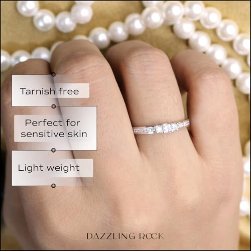Dazzlingrock Collection 0.60 Carat Princess Cubic Zirconia 3 Stone Minimalist Anniversary Ring for Women in 925 Sterling Silver2