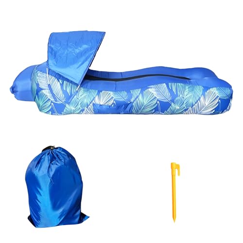 VLBPCR Inflatable Air Sofa Couch Beach Lounger Auto Deflate Mattress Waterproof for Camping Hiking Backyard Park Picnics Office Picnics (Klein Blue)