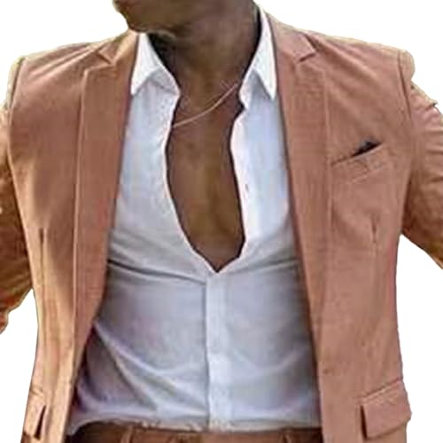 Mens Suit Slim Fit 1 Button 2 Piece Wedding Party Holiday Dress Suit Jacket Elegant Solid Blazer & Pants Set2