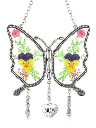 JOBOSI Butterfly Gifts MoM, mom Birthday gify, MotherGifts, Real Flower in Glass Butterfly Decor