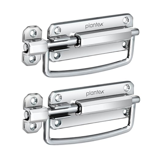 Image of Plantex Door Stopper /5 Inch Baby Latch Kadi /Door Latch for Bathroom /Door Lock for Home /Office Doors - Pack of 2 (Chrome)