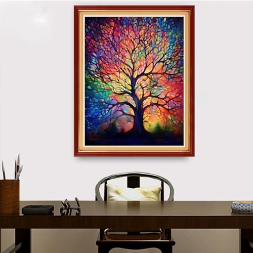 Image of Redxing Stamped Cross Stitch Kits Embroidery kit for Beginners Adults Full Range of Embroidery Patterns Starter Kits DIY Printed Cross Stitch Kits Needlepoint Kits 11CT-Moonlight Tree 16x20 inch