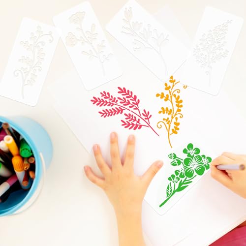 Linwetra Flower Stencils for Painting on Wood, 18Pcs Reusable Wildflower Stencils Painting DIY Crafts Plant Templates Drawing Stencil for Painting on Wood, Wall, Furniture, Canvas, Home Decor by linwetra - Image 7