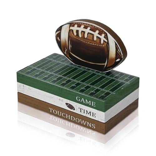 Smile Fall Wooden Decor Signs Football FALL Y'ALL Tiered Tray Tabletop Signs for Autumn Harvest Thanksgiving Game Day Decor