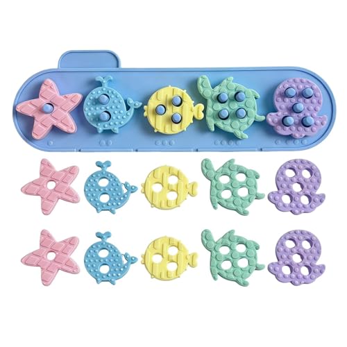 Jeu de tri et d'empilage blocs animaux marins en bois lisses