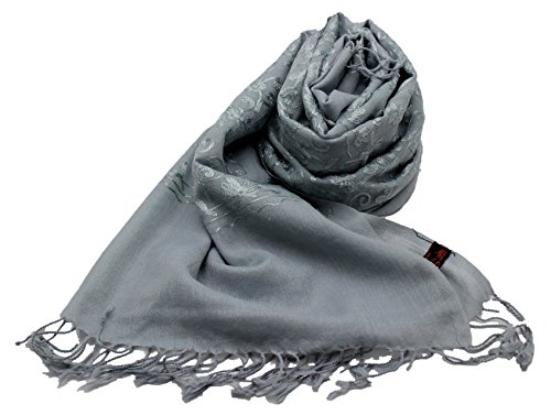 Étole Laine Unie brodée fleurs SHANKARA N12, l'accessoire chic pour vos soirées et cérémonies