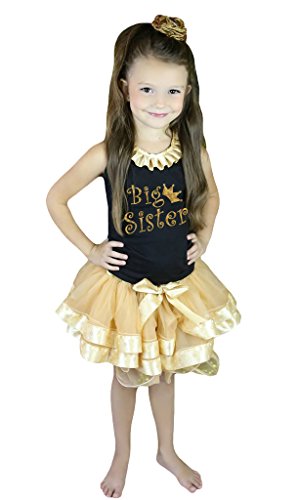 Camiseta negra Big Sister cómoda y sin rozaduras para niñas