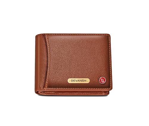 Image of HORNBULL Men's Personalized Wallet I Customized Slim Stylish Leather Purse with Name I Unique Birthday Gift for Men Boy Love Husband (Rust Light)