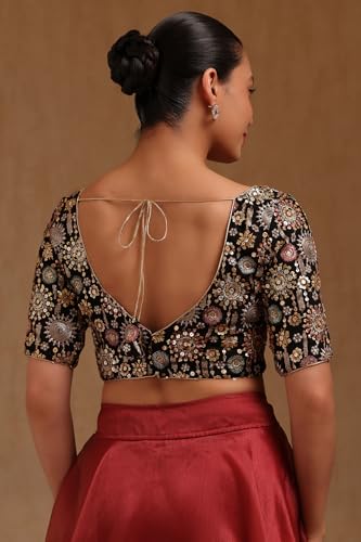 Chemisier brodé femme noir en georgette taille 34 avec paillettes Soch chic