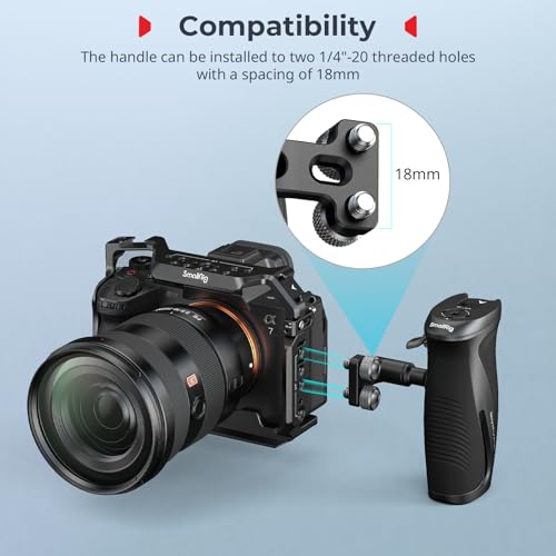 Image of SMALLRIG Push-Button Rotating Side Handle with 1 /4 inch-20 Screws, for Left and Right Hand, 360 Rotatable Side Handle with Anti-Slip Silicone, Max. Load 15Kg