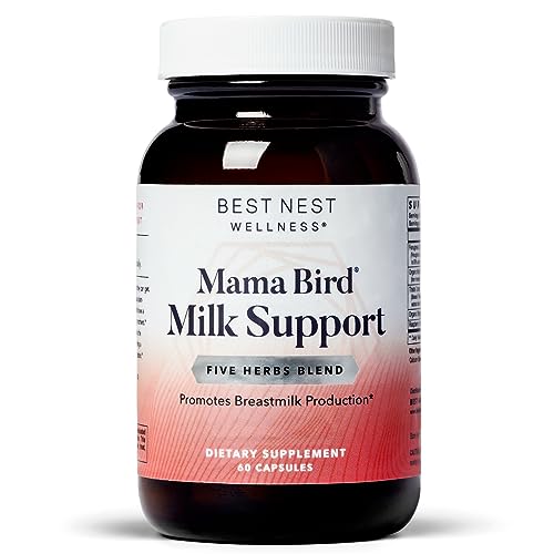 Image of Best Nest Wellness Mama Bird Milk Support - Healthy Breast Milk Flow Support Supplement - Breastfeeding Support with Fenugreek & Moringa - Aids Milk Supply for Baby - 60 Capsules