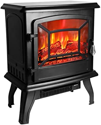 CZBZ 17 Inch Electric Fireplace Stove - 1400W, CSA Certified, Dual Heat Modes, Auto-Shutoff, Overheat Protection, Black for Living Room Bedroom