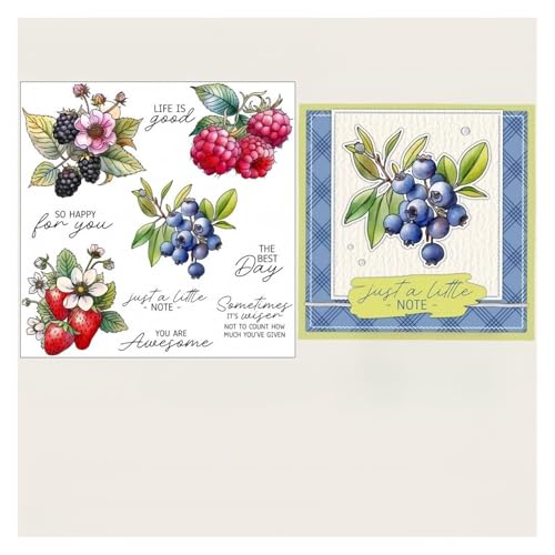 Fresas, arándanos, sellos transparentes for scrapbooking, sellos de silicona de frutas, sellos transparentes, sellos for álbumes de fotos, tarjetas decorativas, decoración del hogar