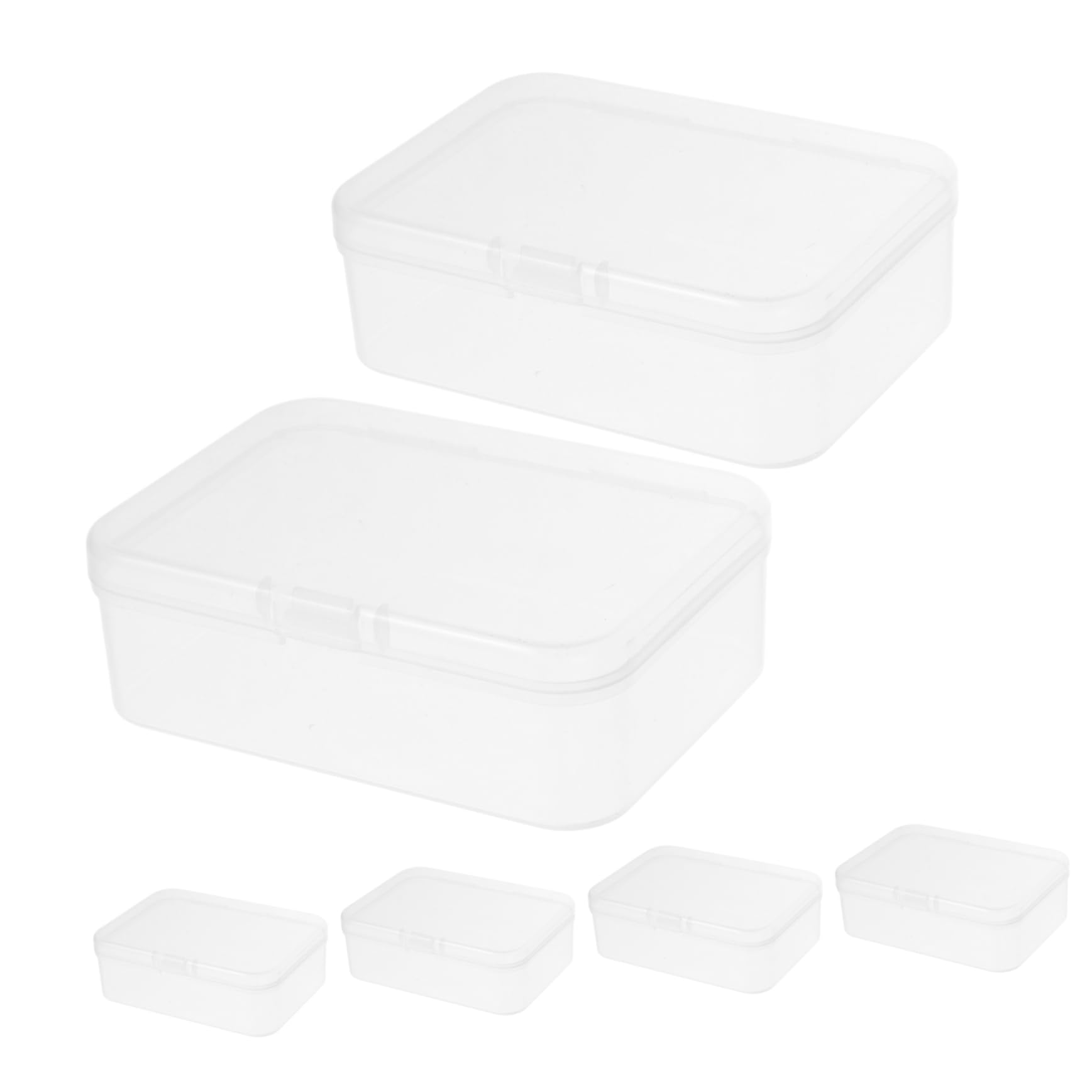 ibasenice 6pcs Clear Plastic Box with Lid for Organizing Business Cards and Items Stackable Portable and Storage