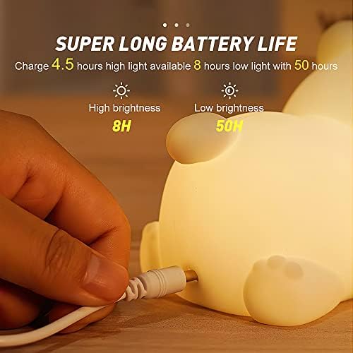 Fiotha Kids Night Light, 7 Colors Cute Cat Night Lamp with Remote Control, Silicone Dimmable Nursery Nightlight, Rechargeable Squishy Animal Lamp, Touch Sensor Bedside Lamp for Room 7 41KPRh8PCCL. AC