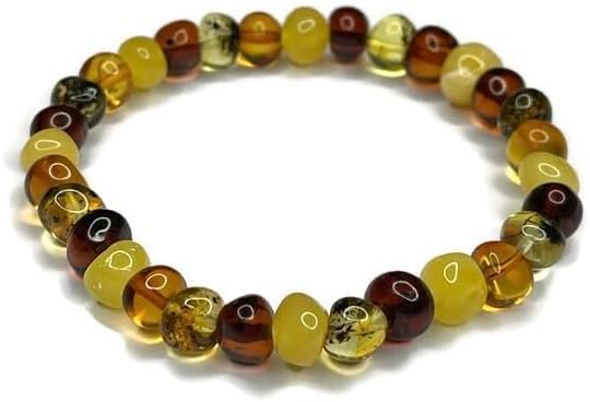 Natural Baltic Amber Bracelet for Adults.Polished Baroque Shape Amber Stone Beads.Baltic Amber Jewelry.