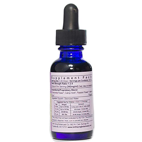 Birth Song Botanicals Children's Tranquility Tincture, Herbal Sleep Aid Supplement With Valerian Root And Chamomile, 1Oz Bottle #TOP1