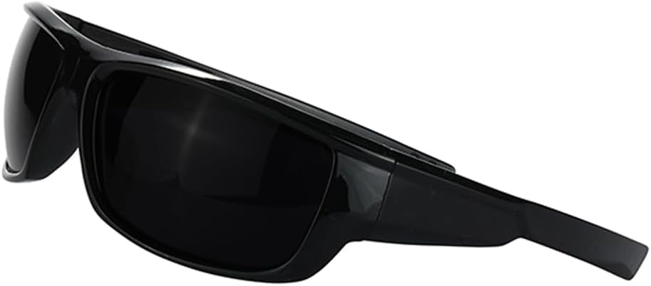 PLOPLO Super Dark Black Polarized Sunglasses Biker Rider Wrap Around Sport Sunglass UV400 Protection For Sensitive Eyes