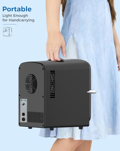 Image of Electactic Mini Fridge for Skincare, 4L /6 Cans Portable Compact Cosmetic Fridge, Desktop Fridge with AC /DC Adapters, Observation Window, Small Cooler and Warmer for Beverage, Makeup, Bedroom, Black