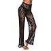 Produktbild Nuofengkudu Damen Häkeln Hosen High Waist Luftige Bikinihosen Bademode Cover up Elegante Strandhose Weite Sommerhose Urlaub (9307-Schwarz, M)