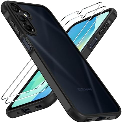 ivoler Hülle für Samsung Galaxy A16 4G / A16 5G mit 2 Stück Panzer Schutz Glas, [Militärstandard] Stoßfest [Kameraschutz] Handyhülle, Matt Durchscheinende Anti-Fingerabdruck Schutz