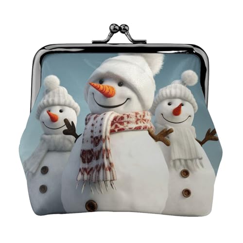 Porte-monnaie bonhomme de neige vintage en cuir synthétique