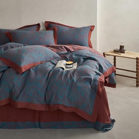 mixinni Vintage Blue Floral Duvet Cover Set Cover
