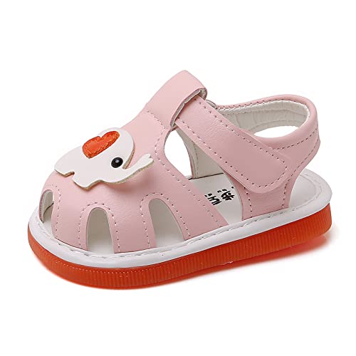 Image of WILLFUN Baby Boy Girl Summer Infant Squeaky Sandals Premium Rubber Sole Closed-Toe Non-Slip Shoes Toddler First Walkers