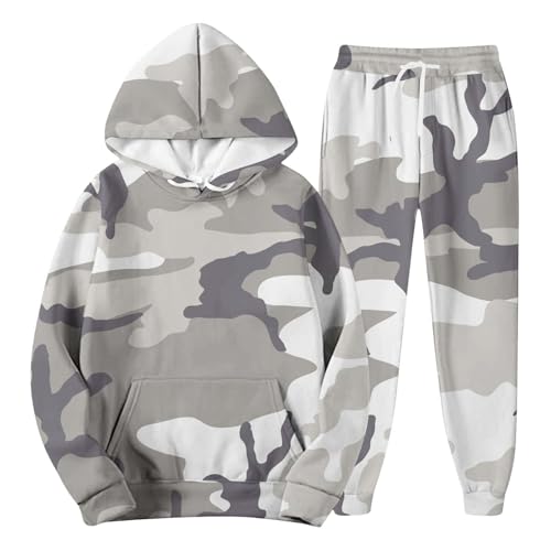 Mens Sweatsuit Camo Tracksuit Camouflage Long Sleeve Hoodies and Sweatpant Set with Pocket 2 Piece Outfits2