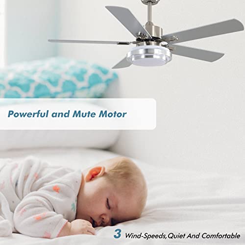 Warmiplanet Ceiling Fan With Lights Remote Control, 52 Inch, Brushed Nickel (5-Blades) #TOP3