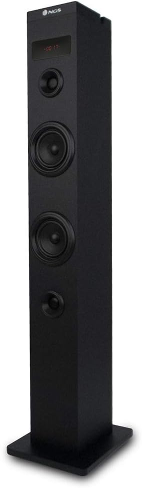 NGS Sky Charm - Altavoz de Torre, Bluetooth de 50W con Mando a Distancia, Entrada Óptica, USB, Radio FM y Entrada AUX, Color Negro
