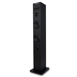 NGS Sky Charm - Altavoz de Torre, Bluetooth de 50W con Mando a Distancia, Entrada Óptica, USB, Radio FM y Entrada AUX, Color Negro