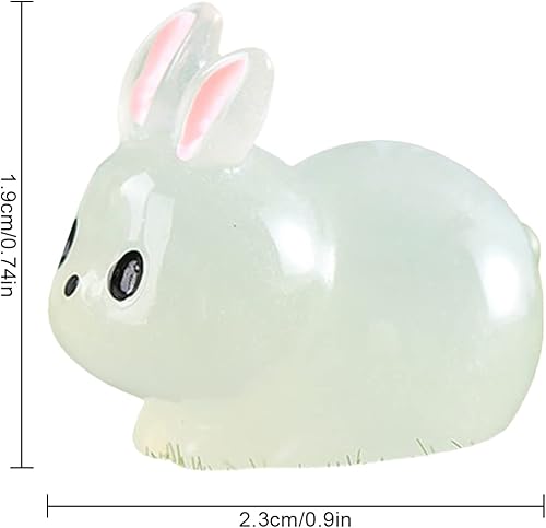 Miniatura 3 de Wnvivi 40 mini figuras luminosas de conejo, diminutas figuras de conejo que brillan en la oscuridad, estatuas en miniatura de conejo de resina para