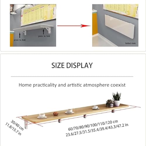 Table de salle à manger pliante murale 150cm bureau rabattable bois