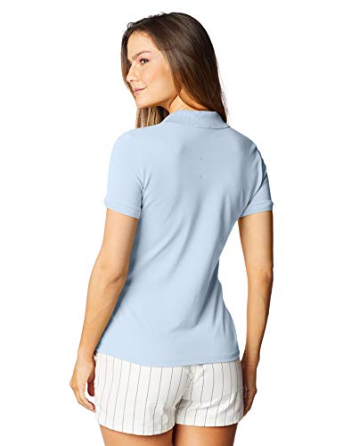 Camisa polo Lacoste feminina em minipiquet stretch, Azul Claro, G