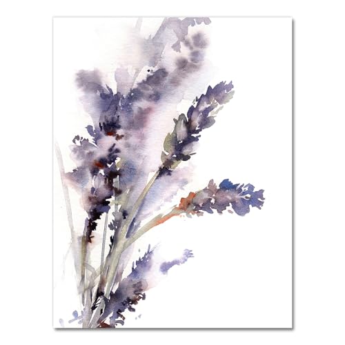 Tableau abstrait botanique fleurs violettes deco chambre moderne 40x50